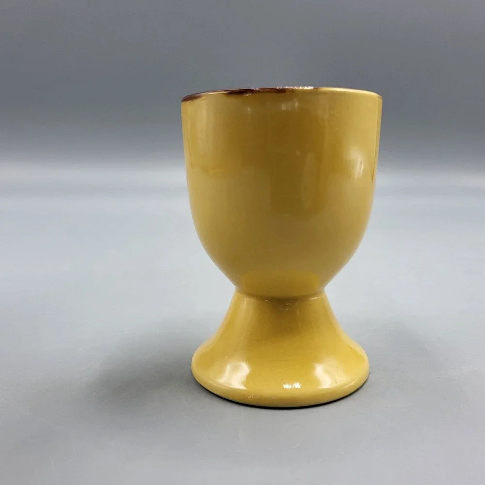 Vintage Pier 1 Yellow Ceramic Egg Cup Pedestal Base 2.75